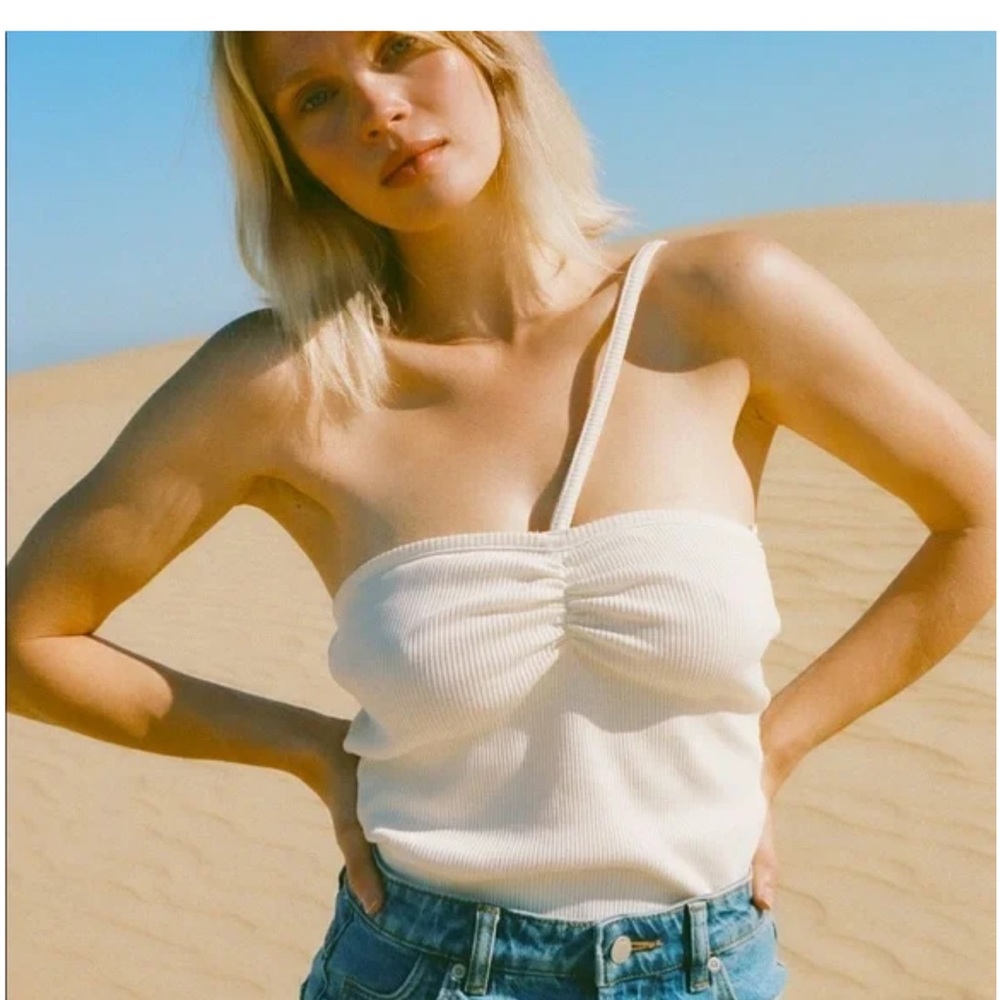 NWT Agolde Lola Gathered Front Tank in Paste Sz M